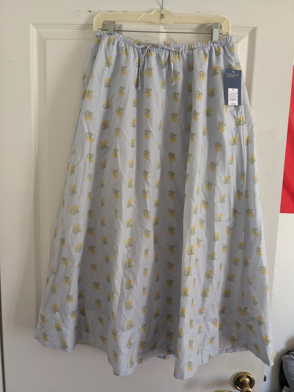 Universal Thread Light Blue A-Line Skirt with Yellow Floral Print